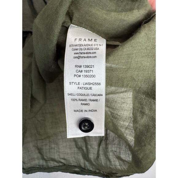 FRAME Green Ruffle Flounce Top in Fatigue Small - Picture 7 of 7